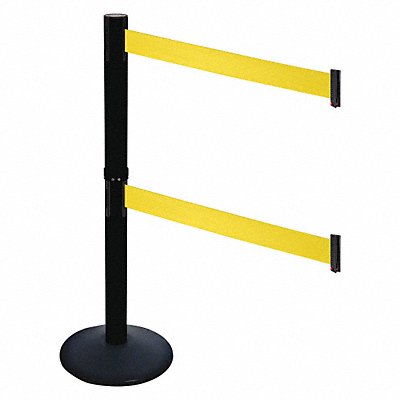 Barrier Post PVC Post Blk Ylw Belt 40inH