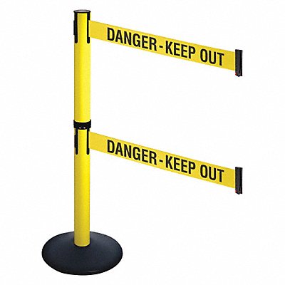 Barrier Post Black Ylw/Blk Text Sloped