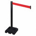 Barrier Post Blk Red Belt Square w/Base