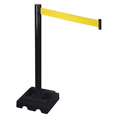 Barrier Post Black Yellow Belt Square