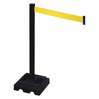 Barrier Post Black Yellow Belt Square