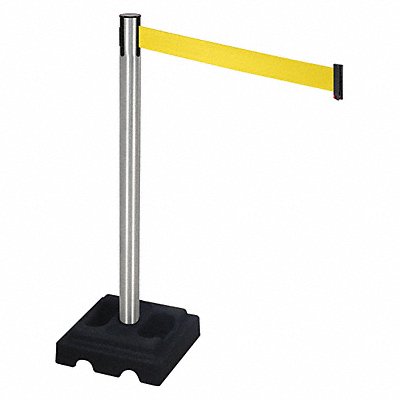 Barrier Post Satin SS Yellow Belt Square