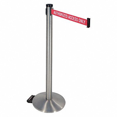 Barrier Post Red/White Belt Text Silver