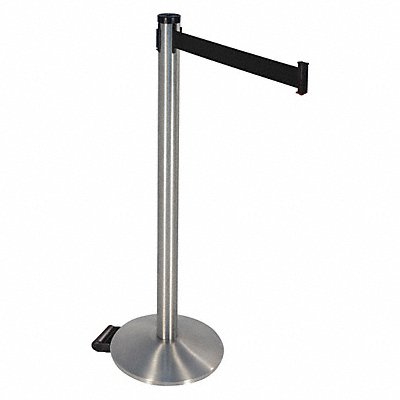 Barrier Post Blk Belt w/Wheels 40 in H