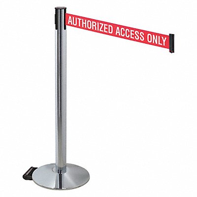 Barrier Post Gray Red/White Belt Text