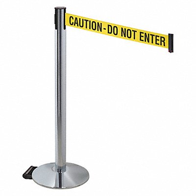 Barrier Post Gray w/Wheels Ylw/Blk Text