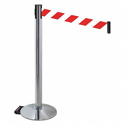 Barrier Post Gray Rd/White Belt w/Wheels