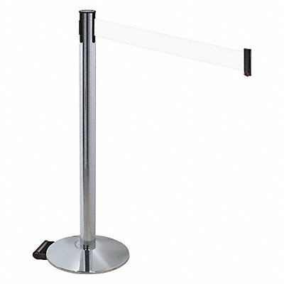 Barrier Post Gray White Belt w/Wheels