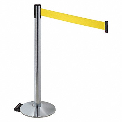 Barrier Post Gray Yellow Belt w/Wheels