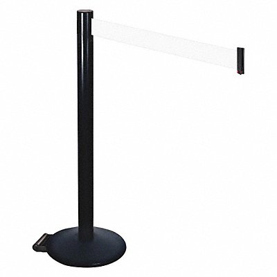Barrier Post Black White Belt w/Wheels