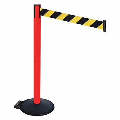 Barrier Post Black/Yellow Belt w/Wheels