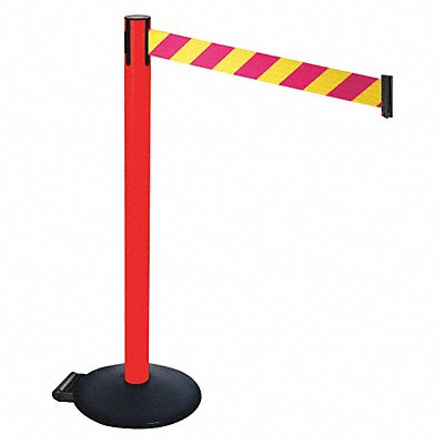 Barrier Post Magenta/Ylw Belt w/Wheels