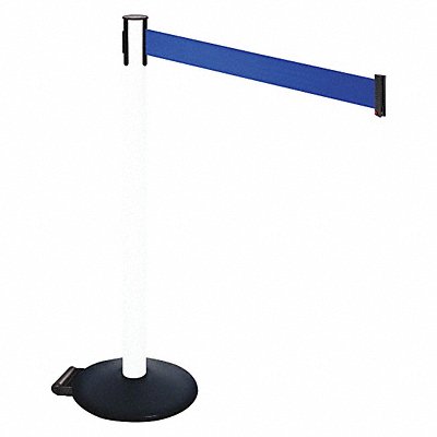 Barrier Post PVC Post Blue Belt w/Wheels