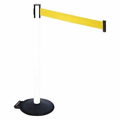 Barrier Post PVC Post Ylw Belt w/Wheels