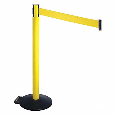 Barrier Post Black Yellow Belt w/Wheels