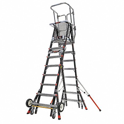 Adj. Cage Platform Ladder 14 ft Fbrglss