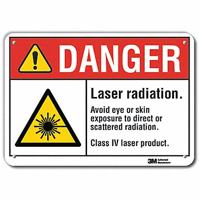 Rflct Laser Area Danger Sign 7x10in Alum