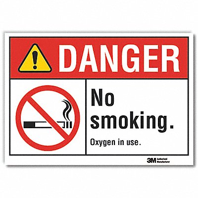 No Smoking Danger Rflctv Label 10inx14in