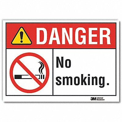 No Smoking Danger Rflctv Label 10inx14in