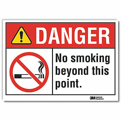 No Smoking Danger Rflctv Label 5inx7in