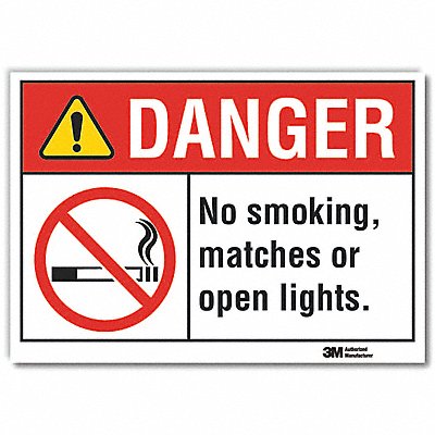 No Smoking Danger Rflct Lbl 10inx14in