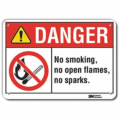 Rflctv No Smoking Dangr Sign 10x14in Alu