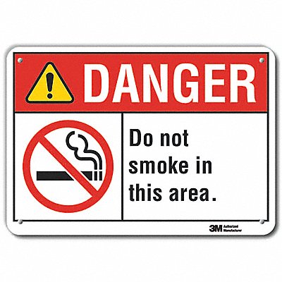 Rflctv No Smoking Dangr Sign 10x14in Alu