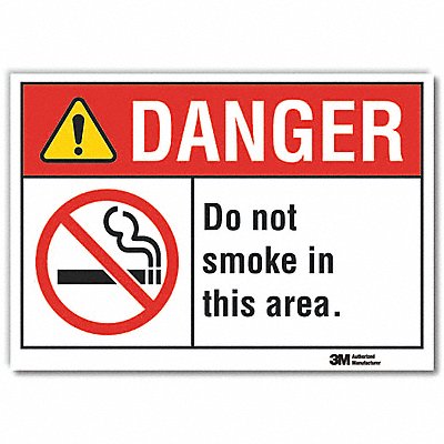 No Smoking Danger Rflctv Label 5inx7in