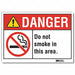 No Smoking Danger Rflct Lbl 10inx14in