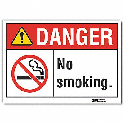 No Smoking Danger Rflctv Label 10inx14in