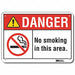 Rflctv No Smoking Dangr Sign 10x14in Alu