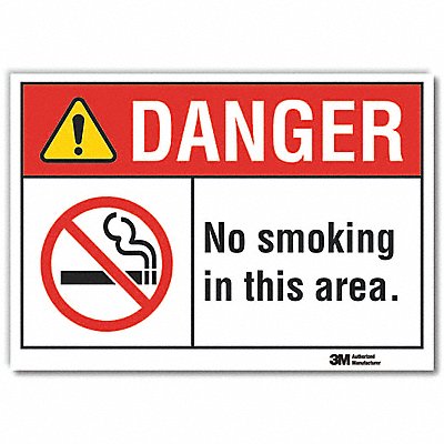 No Smoking Danger Rflctv Label 5inx7in