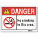 No Smoking Danger Rflctv Label 5inx7in