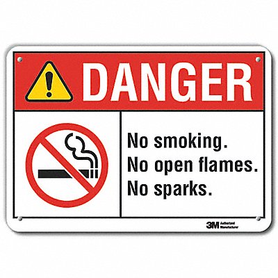 Rflctv No Smoking Dangr Sign 10x14in Alu
