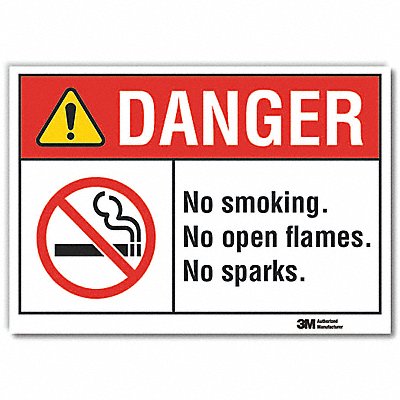 No Smoking Danger Rflctv Label 5inx7in