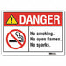 No Smoking Danger Rflctv Label 5inx7in