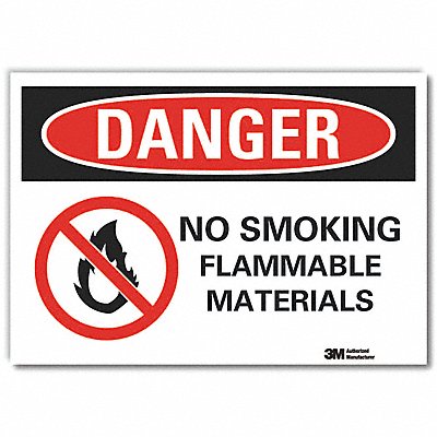 No Smoking Danger Rflctv Label 3.5inx5in