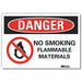 No Smoking Danger Rflctv Label 10inx14in
