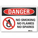 No Smoking Danger Rflctv Label 10inx14in