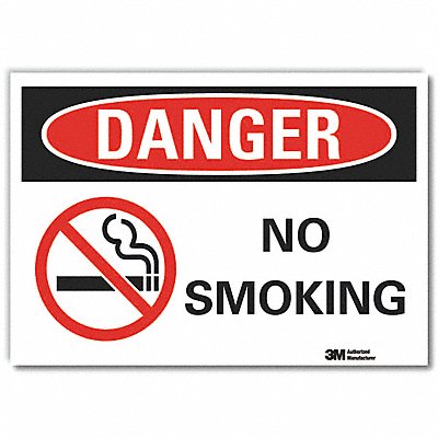 No Smoking Danger Rflctv Label 5inx7in