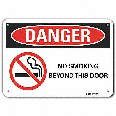 Rflct No Smoking Danger Sign 7x10in Alum