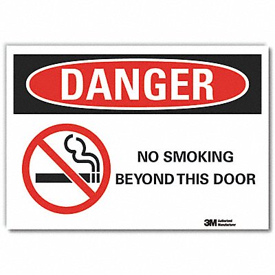 No Smoking Danger Rflct Label 7inx10in