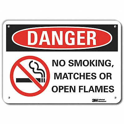 Rflctv No Smoking Dangr Sign 10x14in Alu