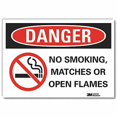 No Smoking Danger Rflctv Label 7inx10in