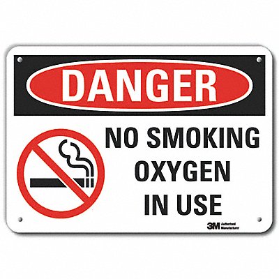 Rflct No Smoking Danger Sign 7x10in Alum