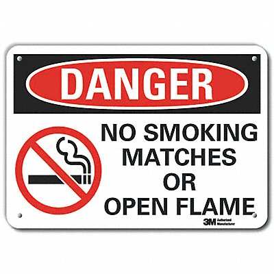 Rflct No Smoking Danger Sign 7x10in Alum