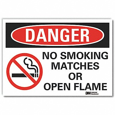 No Smoking Danger Rflctv Label 7inx10in