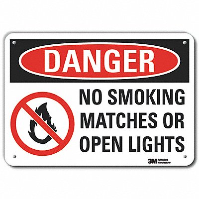Rflct No Smoking Dangr Sign 10x14in Alum