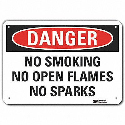 Rflctv No Smoking Dangr Sign 10x14in Alu