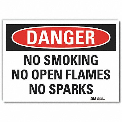 No Smoking Danger Rflctv Label 3.5inx5in